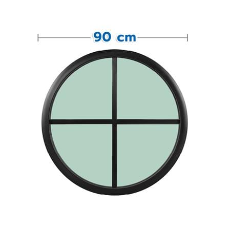 ช่องแสงหน้าต่างอะลูมิเนียม วงกลม KPA 4 ฟัก 90x90 ซม. สีดำ