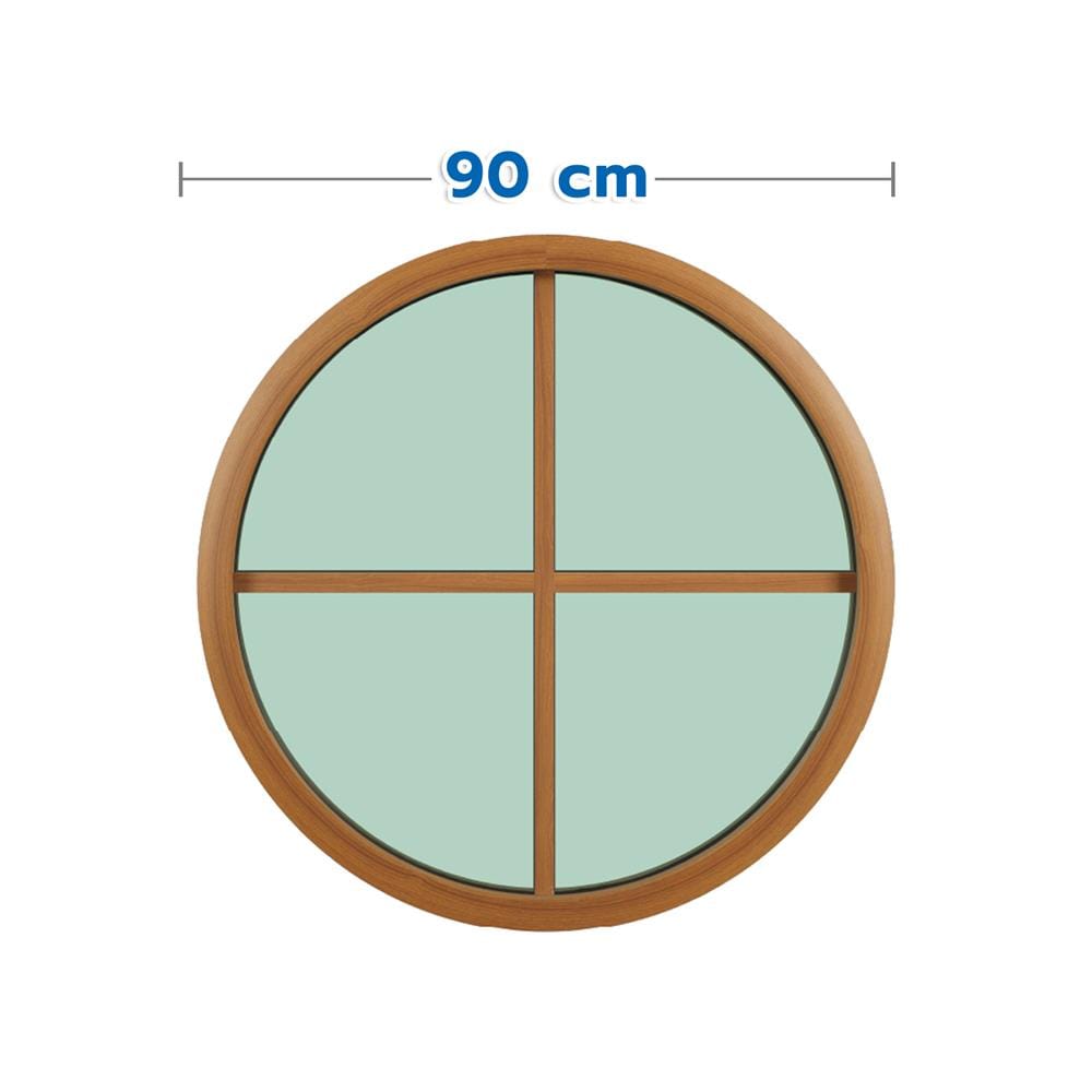 ช่องแสงหน้าต่างอะลูมิเนียม วงกลม KPA 4 ฟัก 90x90 ซม. สีลายไม้