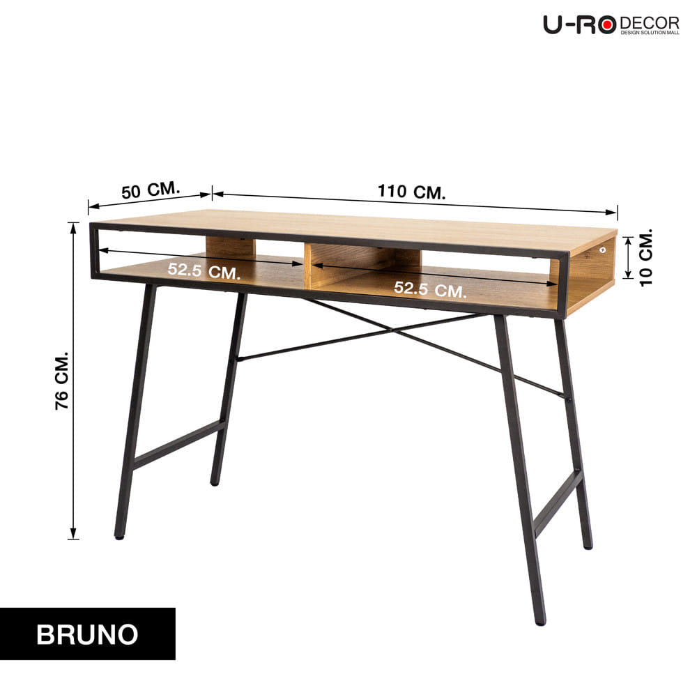 โต๊ะทำงานไม้ U-RO DECOR BRUNO 110 ซม. สีโอ๊ค