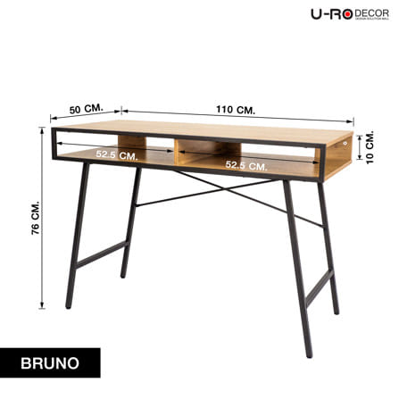 โต๊ะทำงานไม้ U-RO DECOR BRUNO 110 ซม. สีโอ๊ค_9