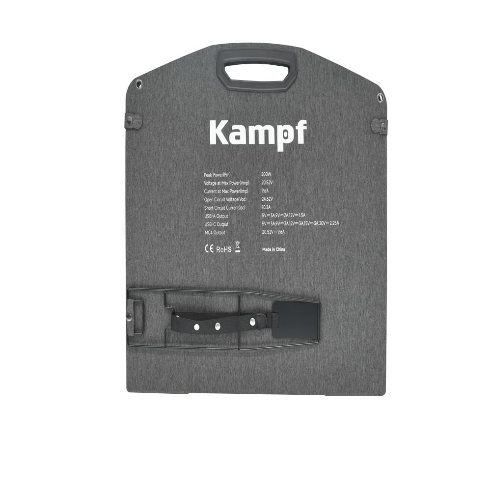 แผงโซลาร์เซลล์แบบพกพา KAMPF KP-200 200 วัตต์ สีดำ