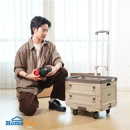รถเข็นอเนกประสงค์พับได้พร้อมกล่อง MATALL PRO BE SC+02 60 กก. สีเบจ_4