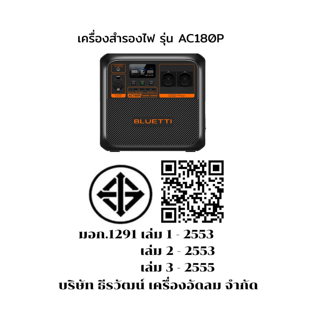 POWER BOX BLUETTI AC180P 1800 วัตต์ สีดำ
