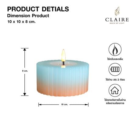 เทียนตกแต่ง LED CLAIRE WAVY 5 ซม. สีฟ้า/ส้ม_5