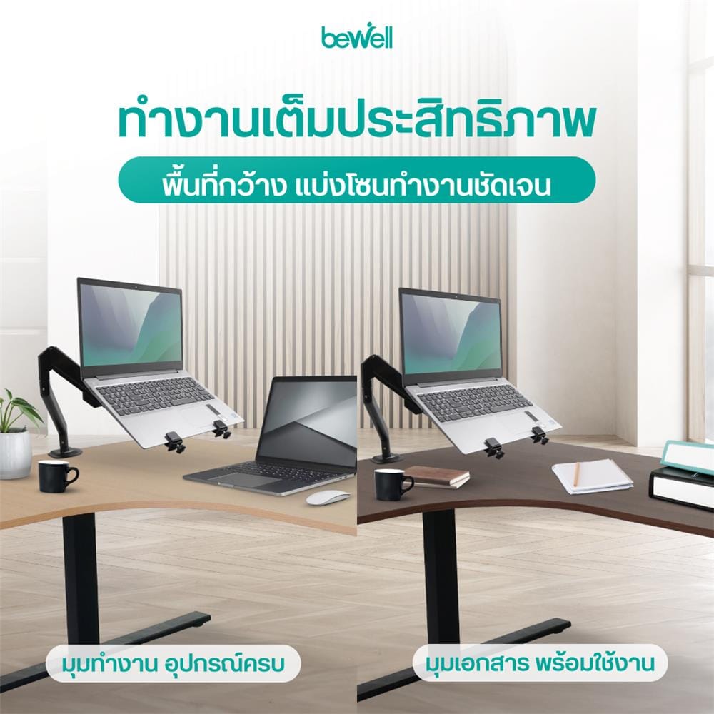 โต๊ะปรับระดับไฟฟ้า BEWELL TBS02 TOP09 180 ซม. สีขาว/ดำ