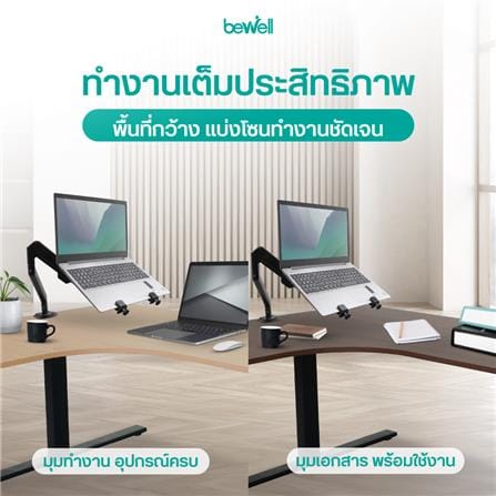 โต๊ะปรับระดับไฟฟ้า BEWELL TBS02 TOP09 180 ซม. สีขาว/ดำ_5