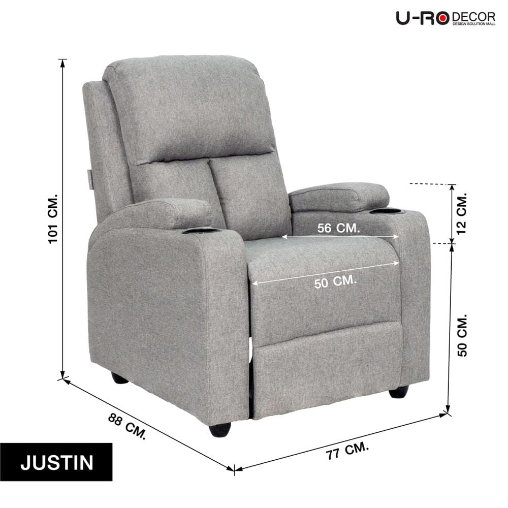 เก้าอี้ปรับนอน U-RODECOR JUSTIN สีเทาอ่อน