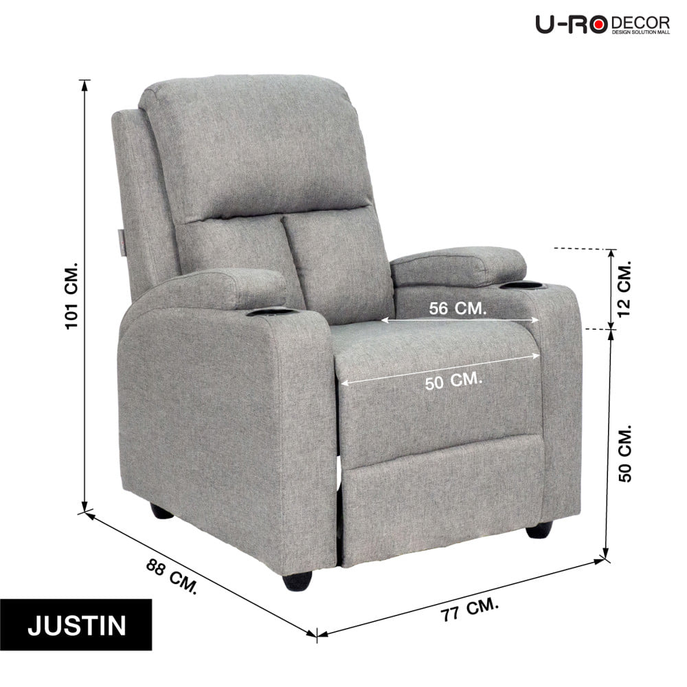 เก้าอี้ปรับนอน U-RO DECOR JUSTIN สีเทาอ่อน