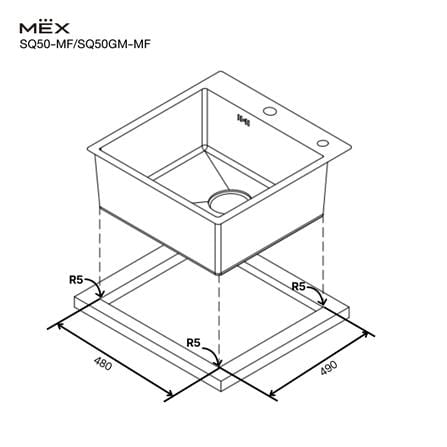 ซิงค์ฝัง 1 หลุม MEX SQ50-MF สีเงิน_4