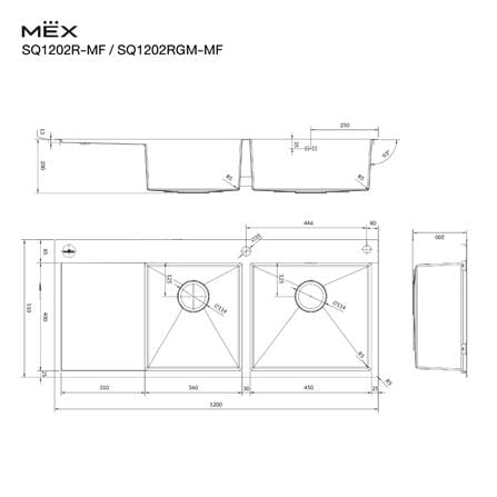 ซิงค์ฝัง 2 หลุม 1 ที่พัก MEX SQ1202R-MF สีเงิน_8