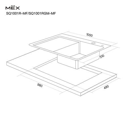 ซิงค์ฝัง 1 หลุม 1 ที่พัก MEX SQ1001R-MF สีเงิน_7