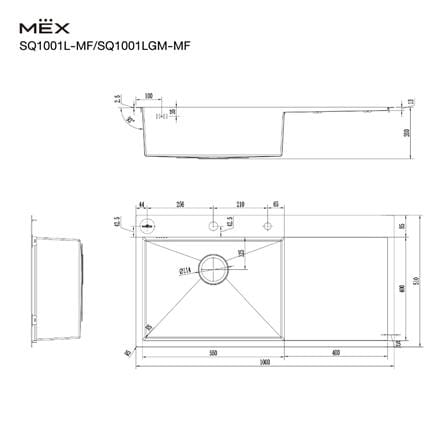 ซิงค์ฝัง 1 หลุม 1 ที่พัก MEX SQ1001L-MF สีเงิน_8