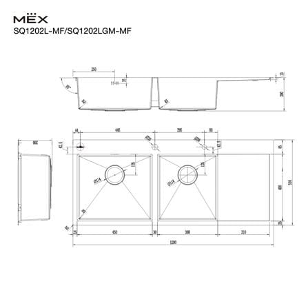 ซิงค์ฝัง 2 หลุม 1 ที่พัก MEX SQ1202L-MF สีเงิน_8