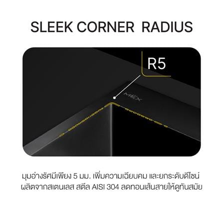 ซิงค์ฝัง 1 หลุม 1 ที่พัก MEX SQ1001LGM-MF สีเทาดำ_5