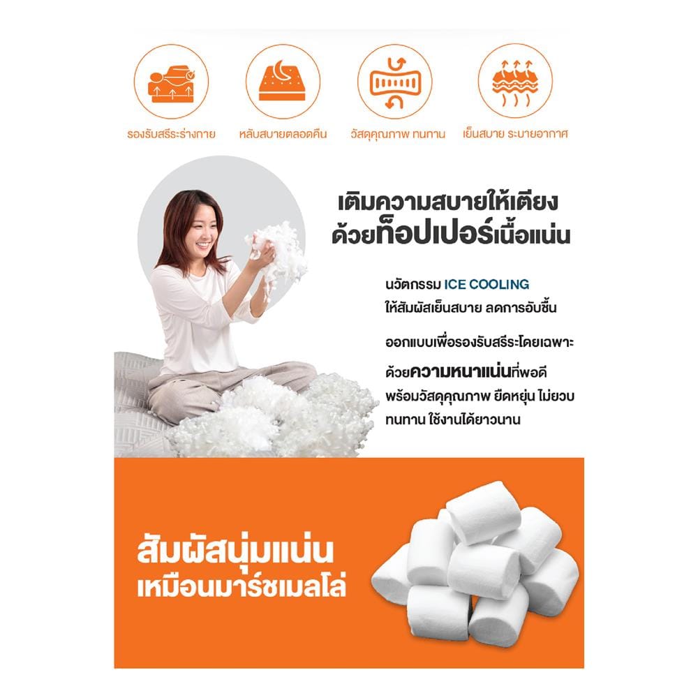 แผ่นรองนอน 5 ฟุต ERGOTREND MARSH MALLOW