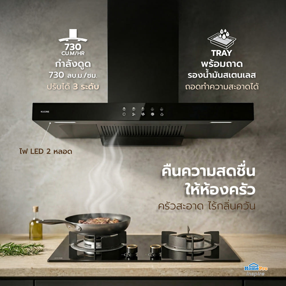 เตาฝัง+เครื่องดูดควัน KUCINE BLAZE-2G+BREEZE90