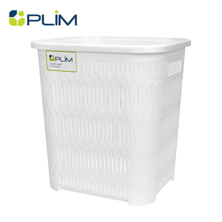 ตะกร้าผ้าเหลี่ยมสูง PLIM BAMBOO BK-120 สีขาว_0