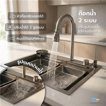 ซิงค์ฝัง 1 หลุม KUCINE HONEY1B 68481W สีเทาดำ_8