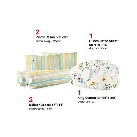 ชุดผ้าปูที่นอน 5 ฟุต (ชุด 6 ชิ้น) FROLINA MICROTEX DF074_2