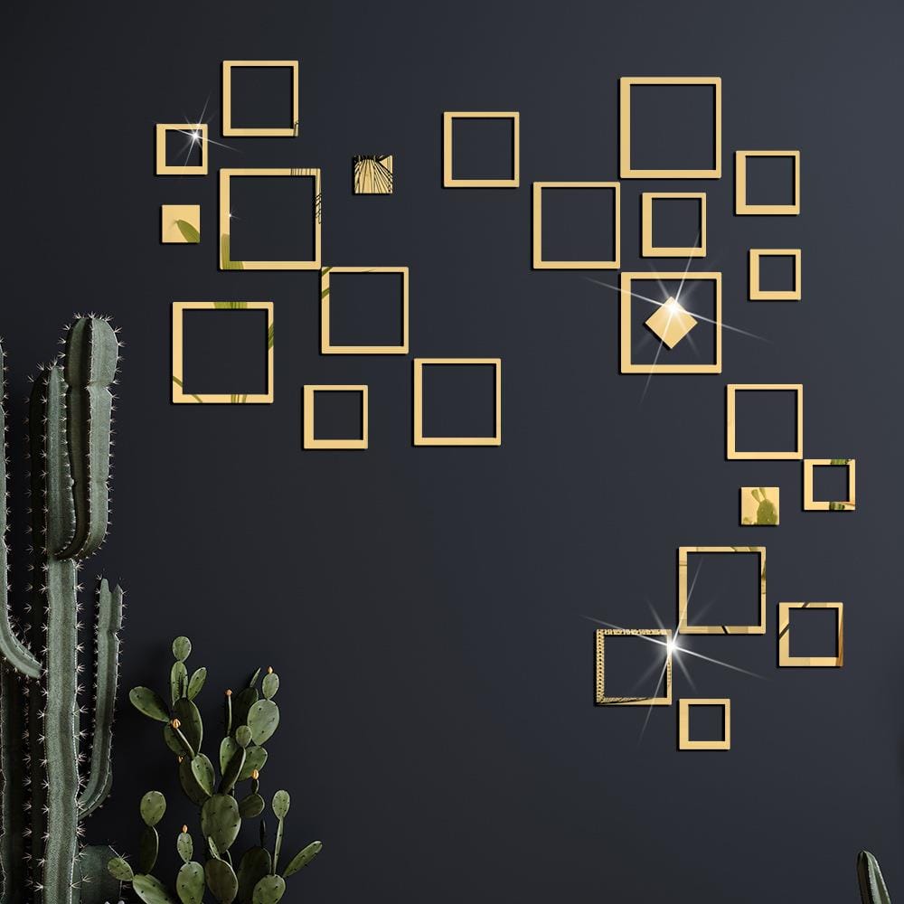 สติ๊กเกอร์ D.I.Y WALL HOME LIVING STYLE WALL 20x20 ซม. สีทอง (แพ็ก 24 ชิ้น)