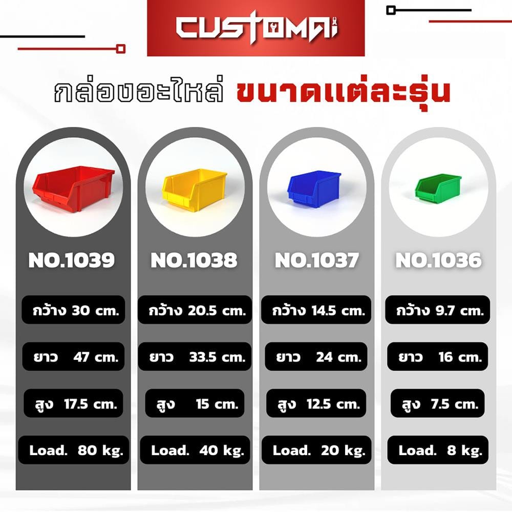 กล่องเครื่องมือใส่อะไหล่ CUSTOMAI N.1036 สีเขียว