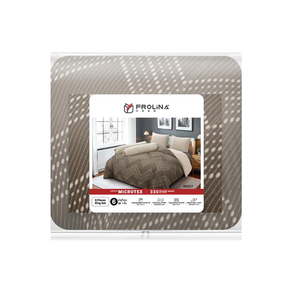 ชุดผ้าปูที่นอน 6 ฟุต (ชุด 6 ชิ้น) FROLINA MICROTEX DF077