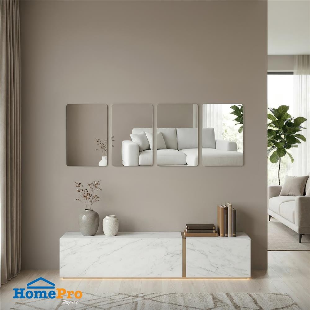 สติ๊กเกอร์ D.I.Y HOME LIVING STYLE MIRROR 20x30 ซม. สีเงิน (แพ็ก 4 ชิ้น)