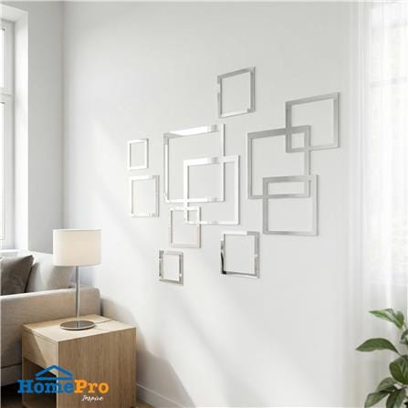 สติ๊กเกอร์ D.I.Y HOME LIVING STYLE WALL 20x20 ซม. สีเงิน (แพ็ก 24 ชิ้น)_4