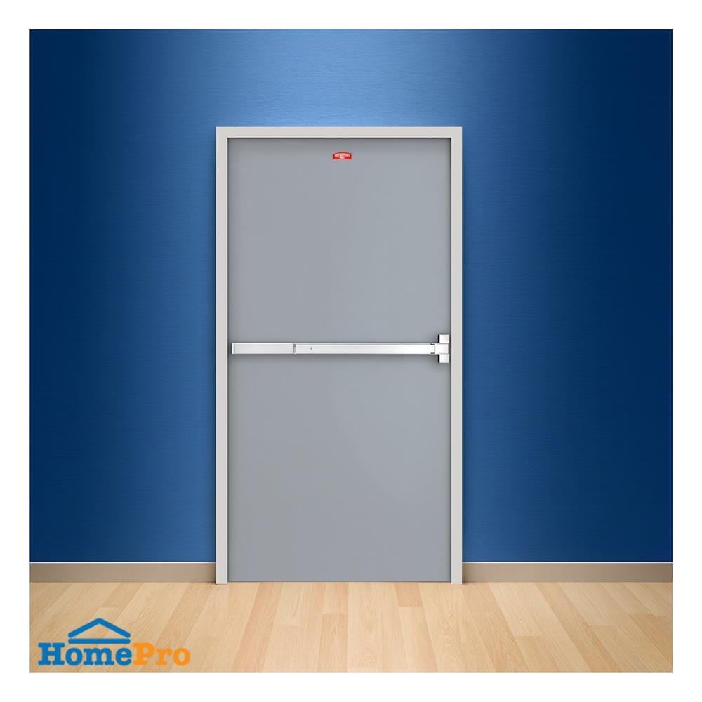 ชุดประตูเหล็กทนไฟ PROFESSIONAL DOOR FD1G 86.4x204.8 ซม. สีเทา (เปิดด้านขวา ออกด้านนอก)