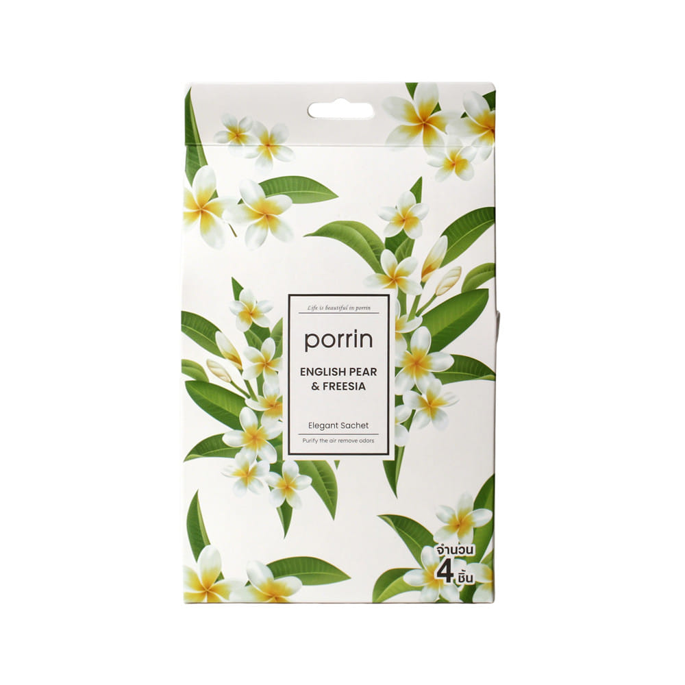 ถุงหอมปรับอากาศ PORRIN ENGLISH PEAR&FRESSIA 20 กรัม (แพ็ก 4 ชิ้น)