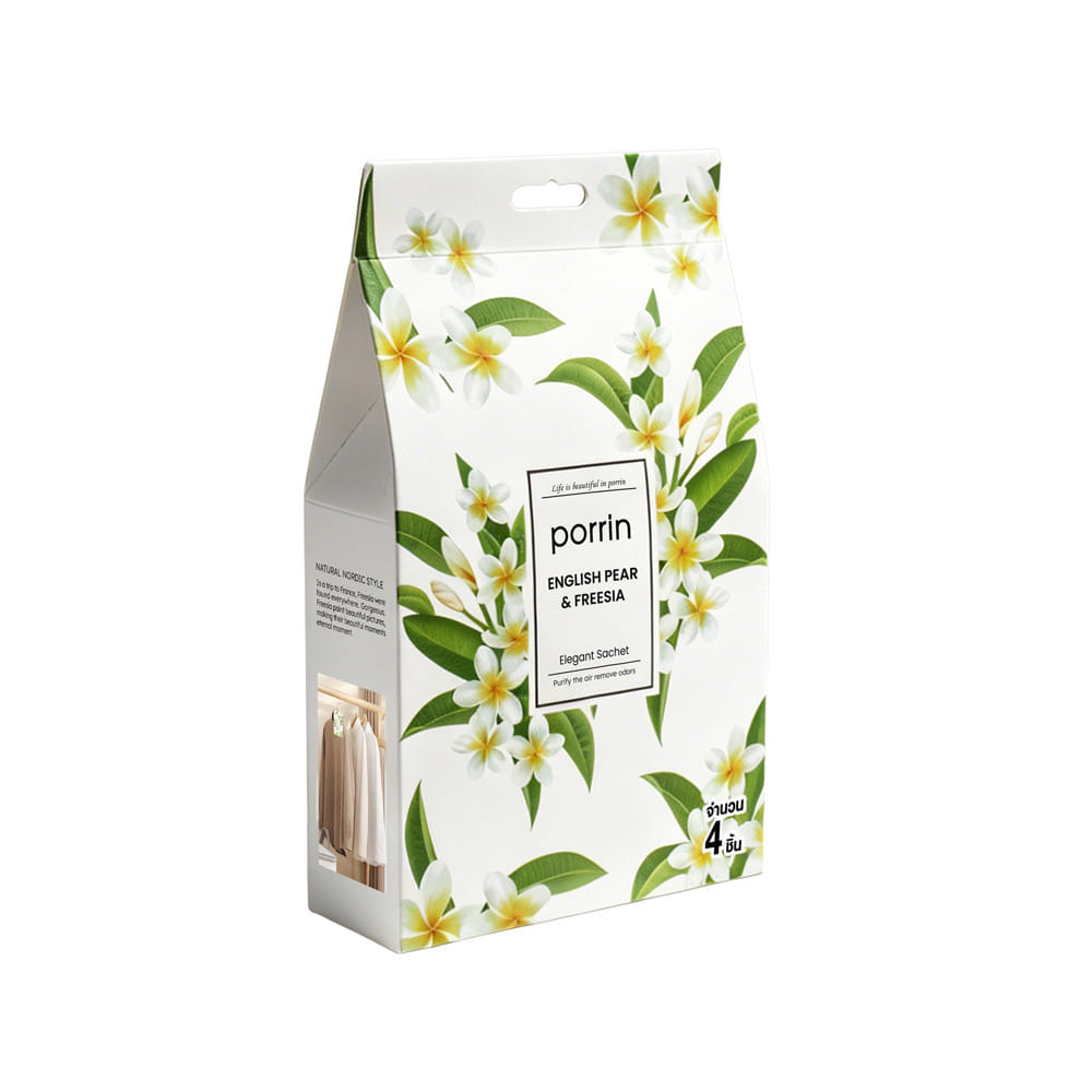 ถุงหอมปรับอากาศ PORRIN ENGLISH PEAR&FRESSIA 20 กรัม (แพ็ก 4 ชิ้น)