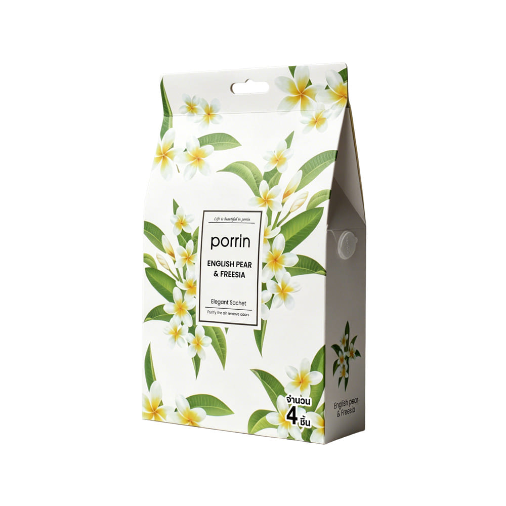 ถุงหอมปรับอากาศ PORRIN ENGLISH PEAR&FRESSIA 20 กรัม (แพ็ก 4 ชิ้น)
