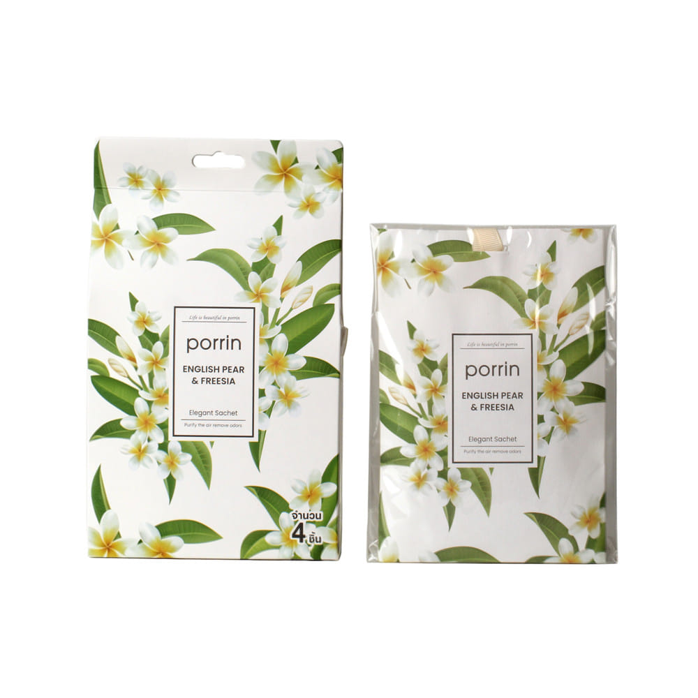 ถุงหอมปรับอากาศ PORRIN ENGLISH PEAR&FRESSIA 20 กรัม (แพ็ก 4 ชิ้น)