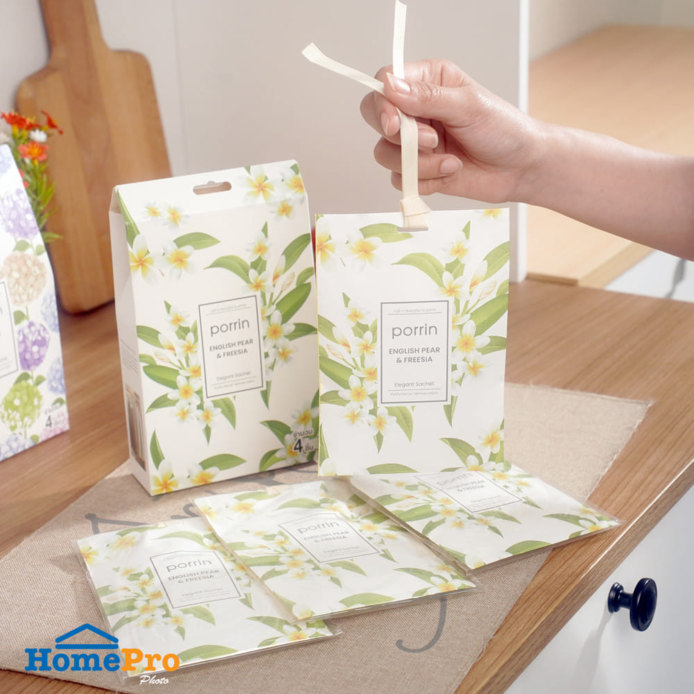 ถุงหอมปรับอากาศ PORRIN ENGLISH PEAR&FRESSIA 20 กรัม (แพ็ก 4 ชิ้น)