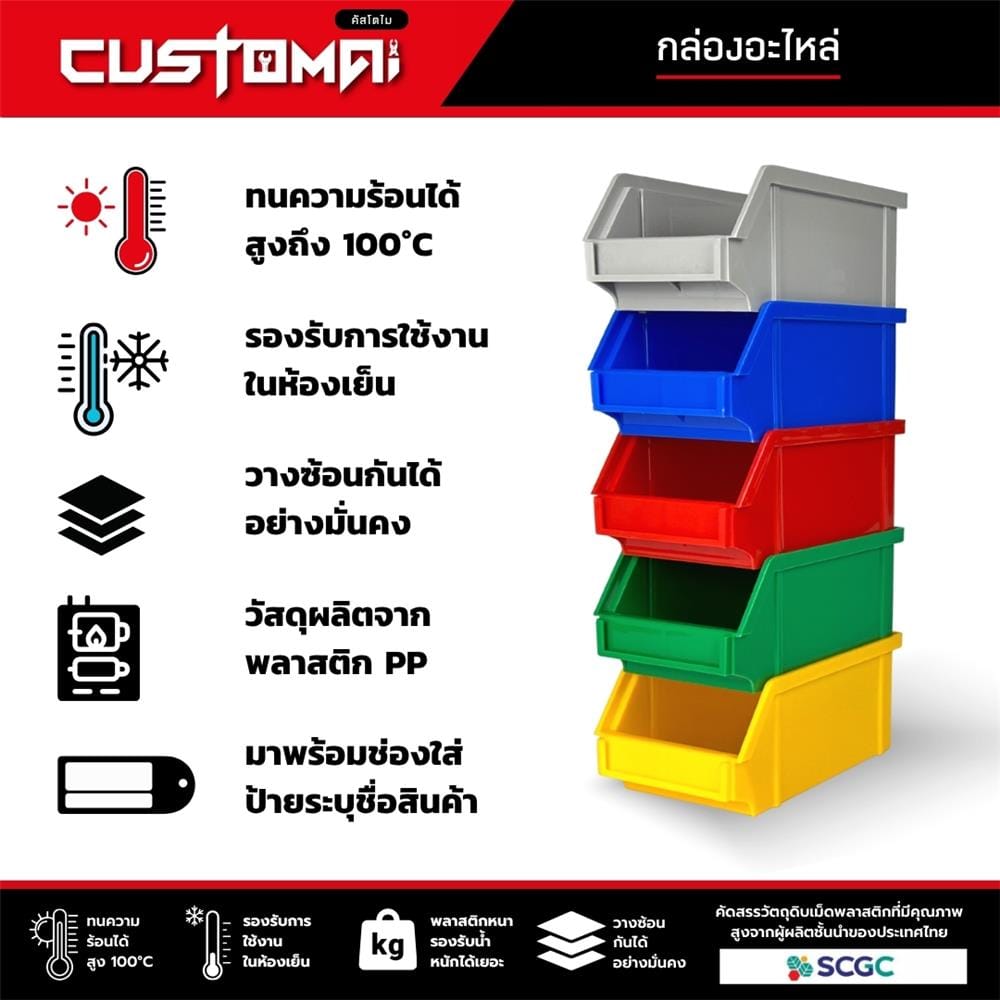 กล่องเครื่องมือใส่อะไหล่ CUSTOMAI N.1039 สีเหลือง