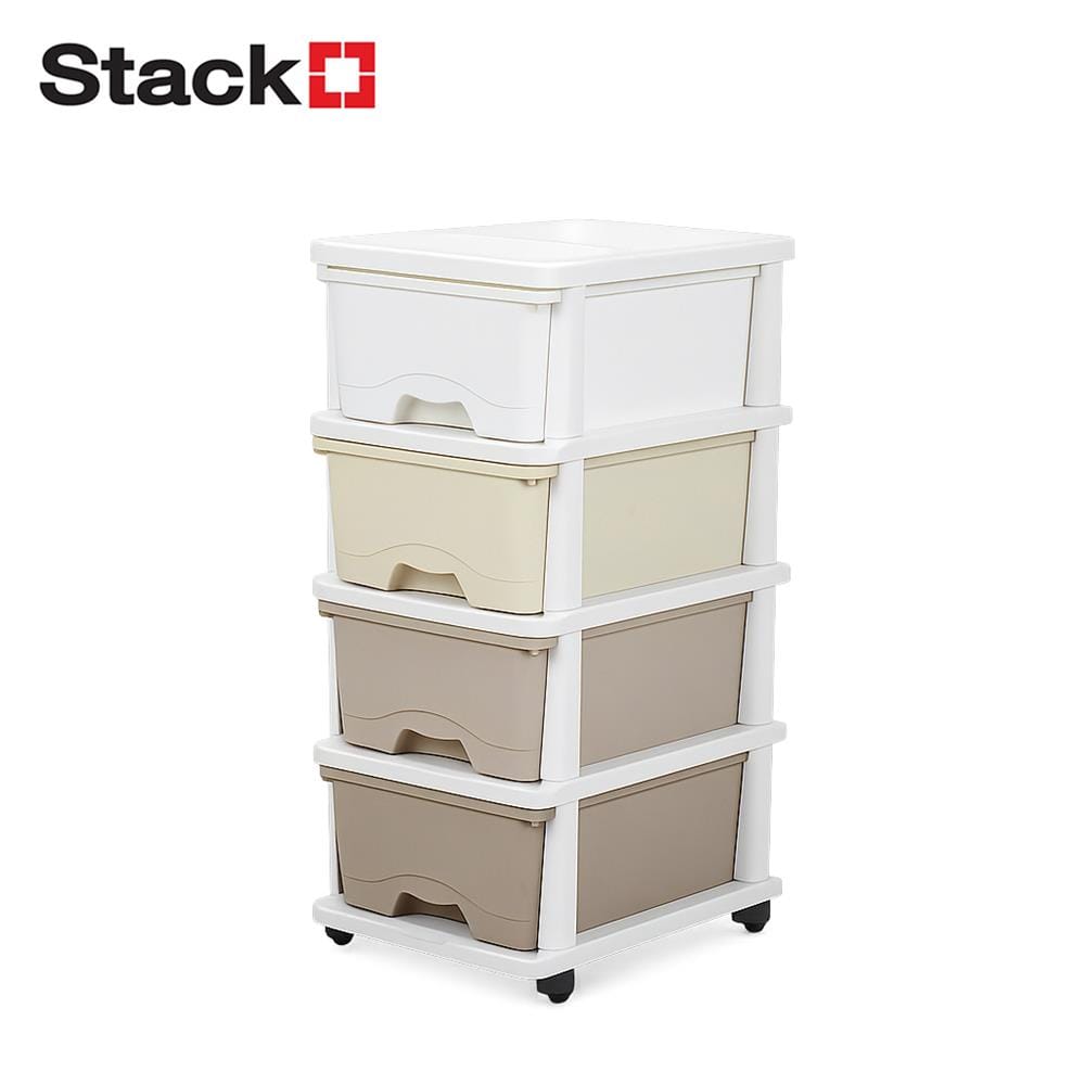 ตู้ลิ้นชัก 4 ชั้น STACKO KURI 33x43.5x76 ซม. สีขาว/น้ำตาล