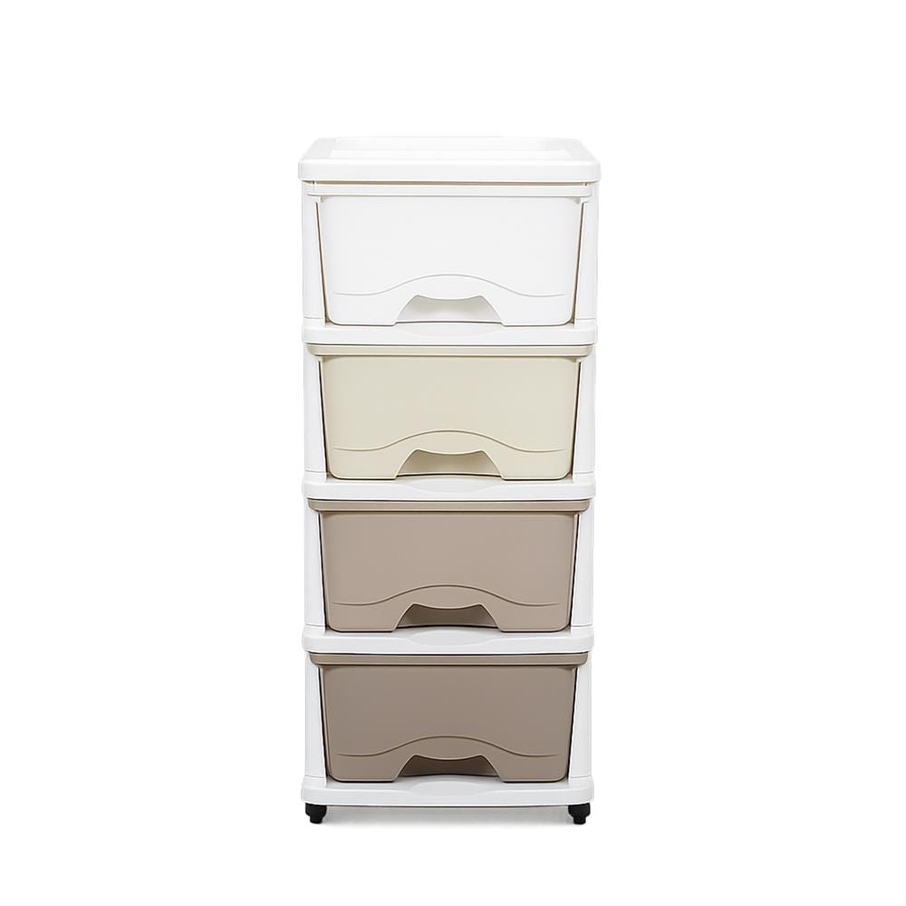 ตู้ลิ้นชัก 4 ชั้น STACKO KURI 33x43.5x76 ซม. สีขาว/น้ำตาล
