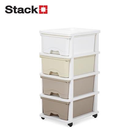 ตู้ลิ้นชัก 4 ชั้น STACKO KURI 33x43.5x76 ซม. สีขาว/น้ำตาล_0