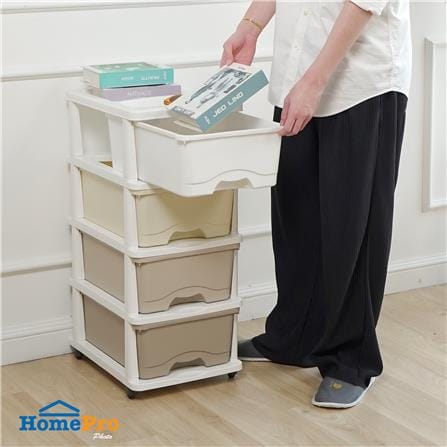 ตู้ลิ้นชัก 4 ชั้น STACKO KURI 33x43.5x76 ซม. สีขาว/น้ำตาล_3