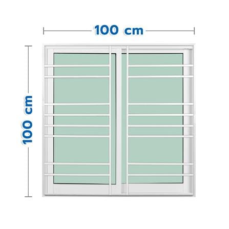 หน้าต่างบานเลื่อนอะลูมิเนียม พร้อมมุ้งลวดและเหล็กดัด S-S KPA โมเดิร์น 100x100 ซม. สีขาว_0