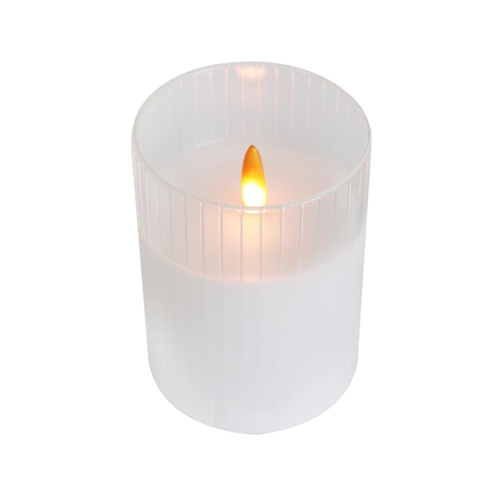 เทียนตกแต่ง LED ขอบสูงแก้วใส CLAIRE 10 ซม. สีขาว