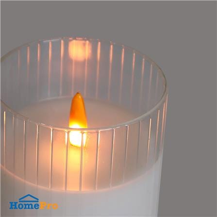 เทียนตกแต่ง LED ขอบสูงแก้วใส CLAIRE 10 ซม. สีขาว_5