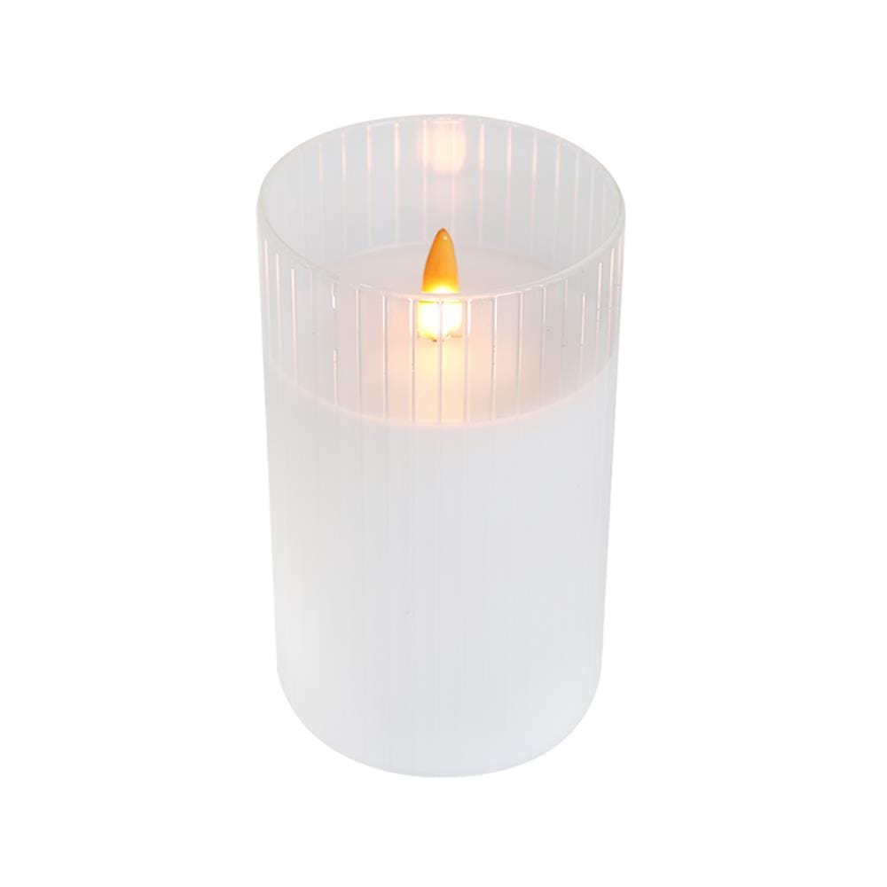 เทียนตกแต่ง LED ขอบสูงแก้วใส CLAIRE 12.5 ซม. สีขาว