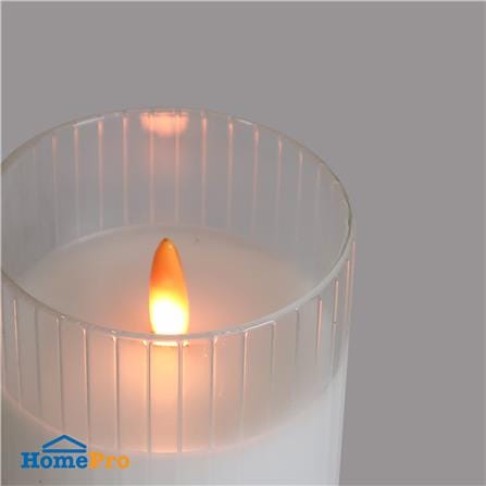 เทียนตกแต่ง LED ขอบสูงแก้วใส CLAIRE 12.5 ซม. สีขาว_5
