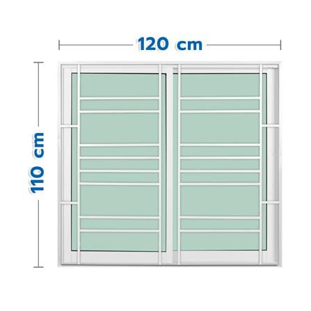 หน้าต่างบานเลื่อนอะลูมิเนียม พร้อมมุ้งลวดและเหล็กดัด S-S KPA โมเดิร์น 120x110 ซม. สีขาว_0