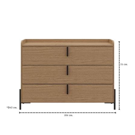 ตู้ลิ้นชัก 3 ชั้น SB FURNITURE WANATA 19239514 104x75 ซม. สีโอ๊ค_4