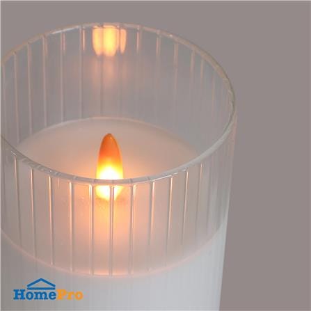 เทียนตกแต่ง LED ขอบสูงแก้วใส CLAIRE 15 ซม. สีขาว_5