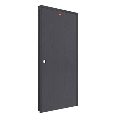 ชุดประตูเหล็ก เจาะลูกบิด PROFESSIONAL DOOR FR1RBK+WD1BK 86.4x203.5 ซม. สีเทาเม็ดทราย (เปิดด้านขวา ออกด้านนอก)_1
