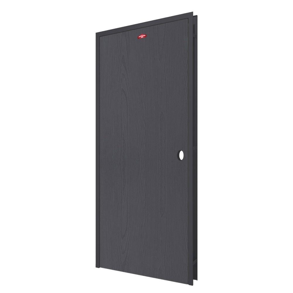 ชุดประตูเหล็ก เจาะลูกบิด PROFESSIONAL DOOR FR2LBK+WD2BK 96.4x203.5 ซม. สีเทาเม็ดทราย (เปิดด้านซ้าย ออกด้านนอก)