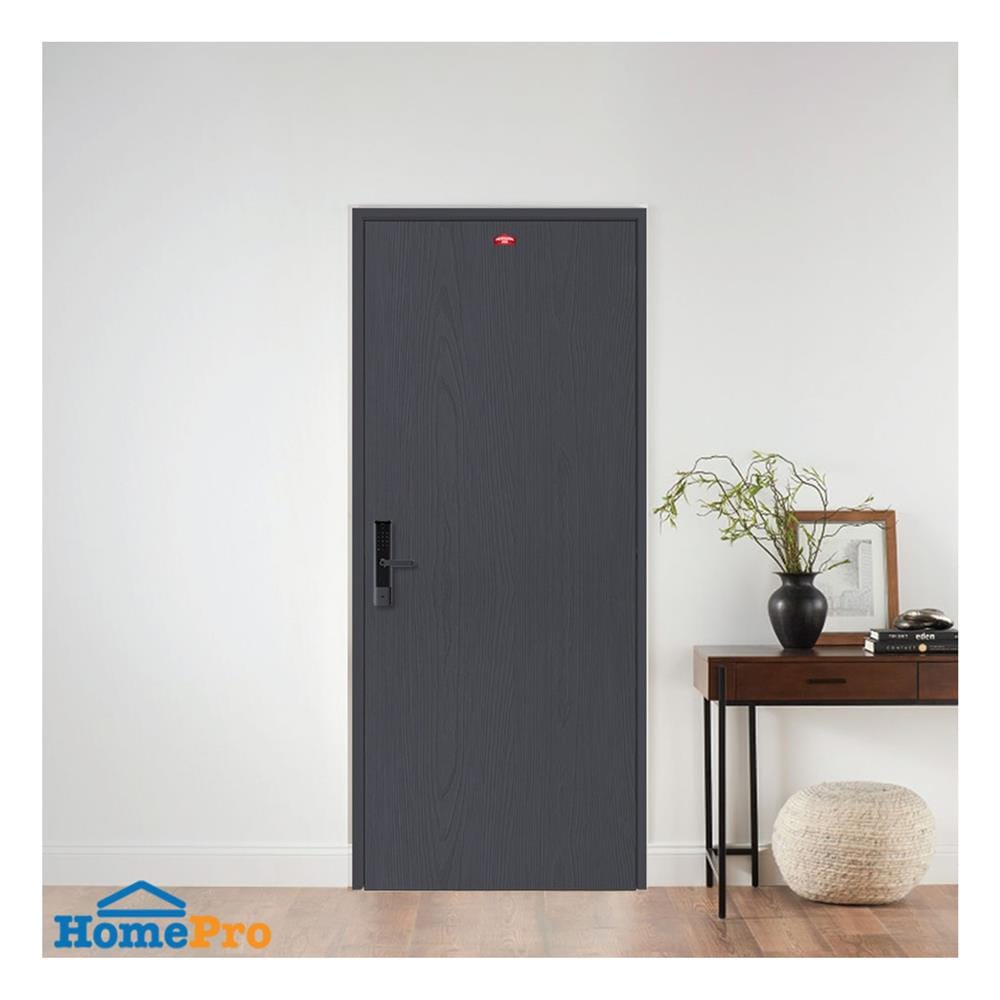 ชุดประตูเหล็ก เจาะลูกบิด PROFESSIONAL DOOR FR2RBK+WD2BK 96.4x203.5 ซม. สีเทาเม็ดทราย (เปิดด้านขวา ออกด้านนอก)